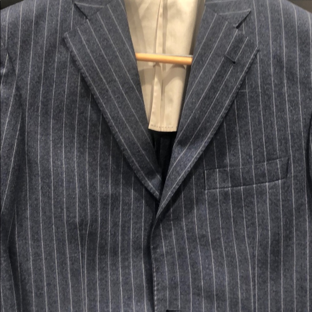 Italian blue/charcoal pin unconstructed wool clean